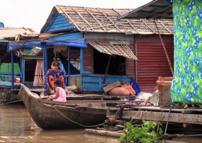 un village flottant sur le Tonlé Sap